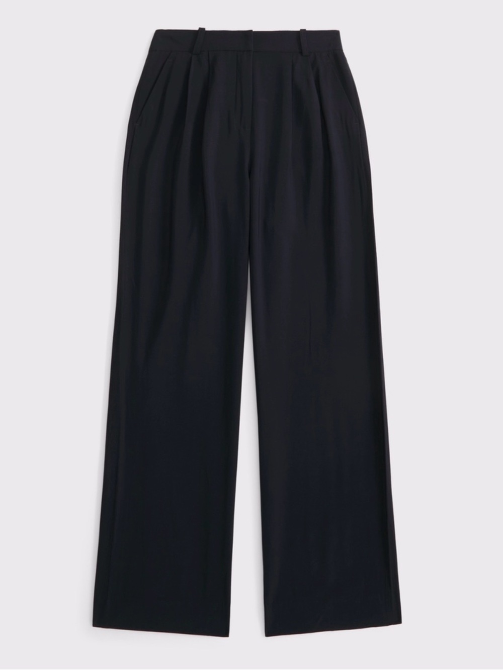 Abercrombie & Fitch Black Wide-Leg Crepe Pleated Trousers